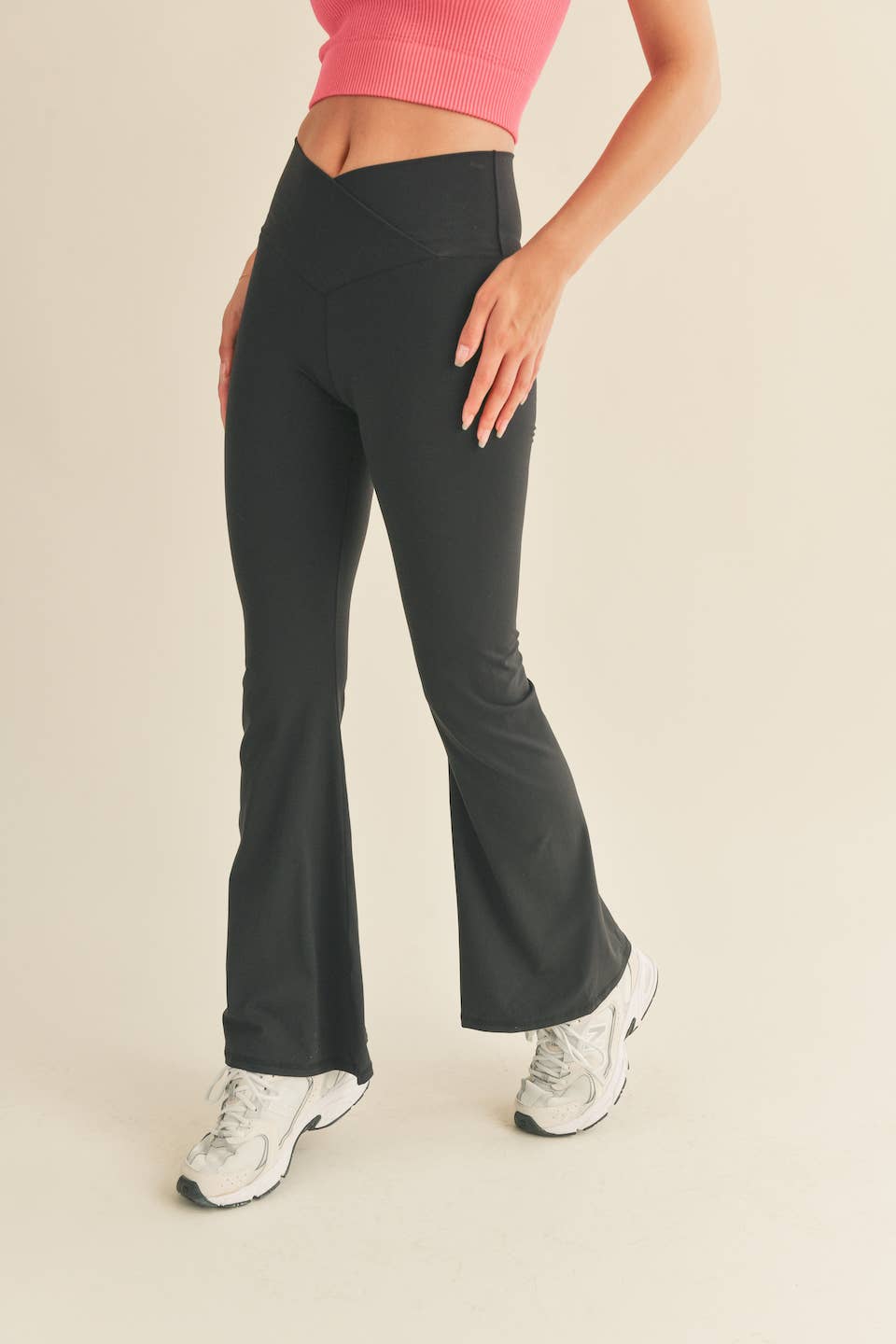 Dottie Black High Waist Crossover Flare Legging