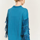 Silver studded fringe sleeve top