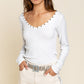 Studded Ribbed V-Neck Top