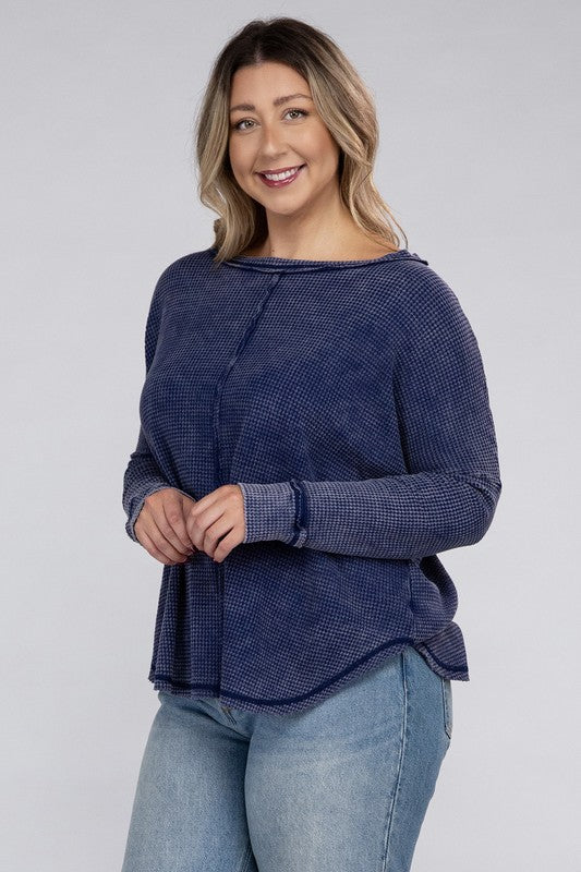 Aleah Plus Washed Baby Waffle Top