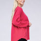 Double Gauze Oversized 3/4 Button Henley Neck Top