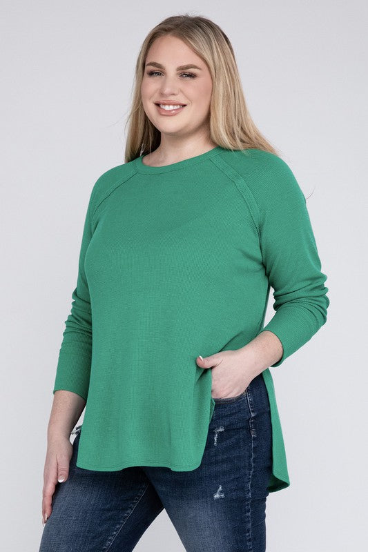 Mia Plus Melange Baby Waffle Long Sleeve Top