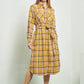 PLAID PRINT COLLAR LONG SHIRT DRESS