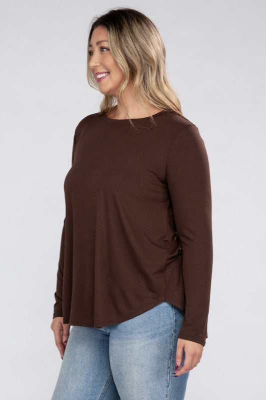 Celine Plus Long Sleeve Basic Top