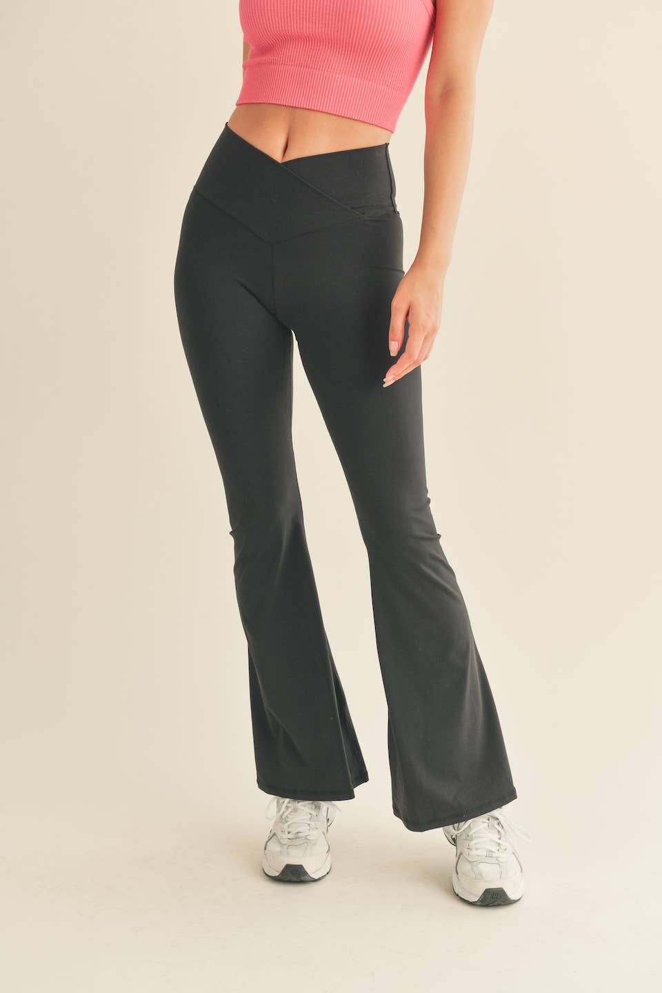 Dottie Black High Waist Crossover Flare Legging