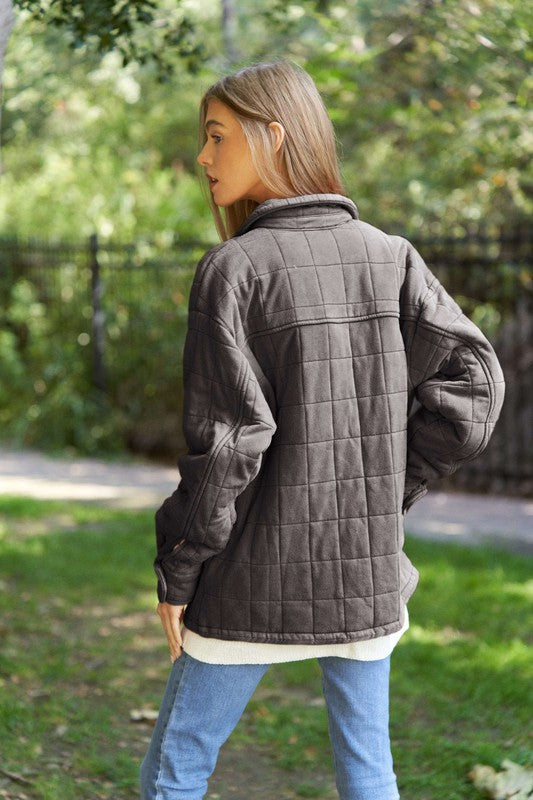 Mineral Washed Quilted Shacket