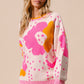 BiBi Flower Pattern Contrast Sweater