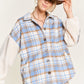 Multi plaid fuzzy sleeve jacket