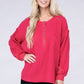 Double Gauze Oversized 3/4 Button Henley Neck Top