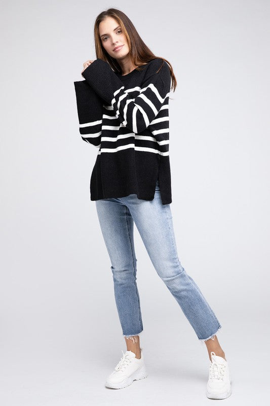 Melanie Ribbed Hem Stripe Sweater