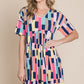 BOMBOM Ruched Color Block Short Sleeve Mini Dress