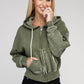 Acid Wash Fleece Cropped Zip-Up Hoodie