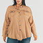 Johnna Plus Distressed Hem Button Down