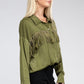 Fringe Trim Satin Shirt