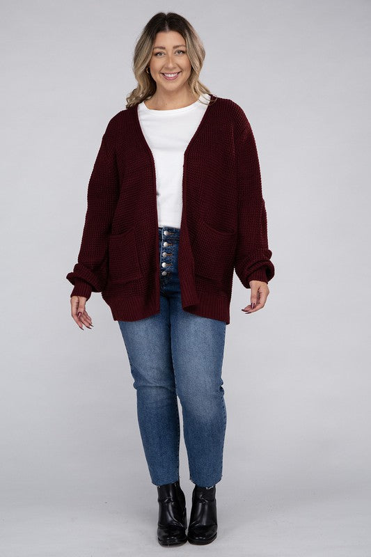 Amelia Plus Waffle Cardigan