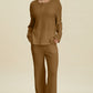 Double Take Full Size Cable-Knit Long Sleeve Top and Pants Set