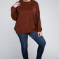 Plus Oversized Round Neck Raw Seam Melange Sweater