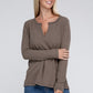 Melange Baby Waffle V-Neck Long Sleeve Top