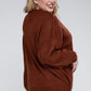 Plus Oversized Round Neck Raw Seam Melange Sweater