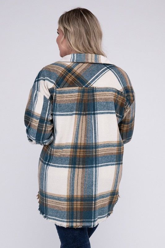 Gabby Plus Size Yarn Dyed Plaid Shirt Jacket