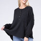 Double Gauze Oversized 3/4 Button Henley Neck Top