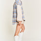 Multi plaid fuzzy sleeve jacket PLUS