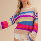 BiBi Multi Color Geometric Stripe Sweater