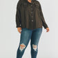 Johnna Plus Distressed Hem Button Down