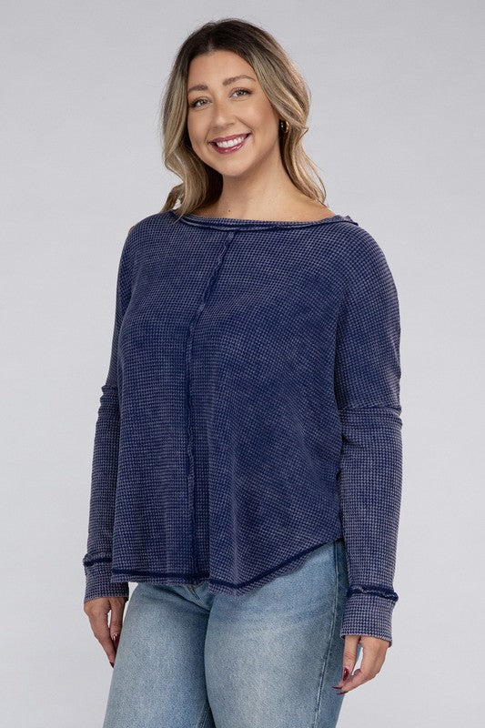 Aleah Plus Washed Baby Waffle Top