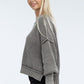 Washed Side Slit Oversized Cropped Sweater