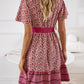 Devine Floral Smocked Waist Short Sleeve Mini Dress