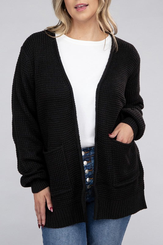 Amelia Plus Waffle Cardigan