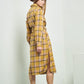 PLAID PRINT COLLAR LONG SHIRT DRESS