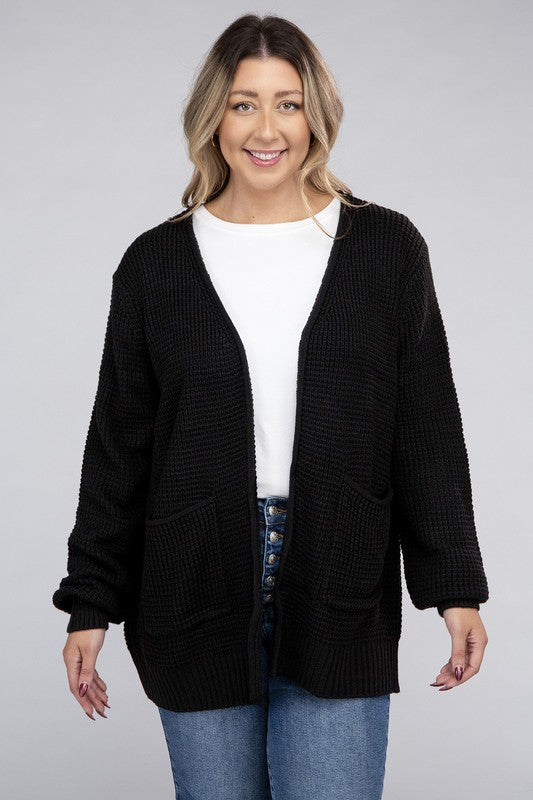 Amelia Plus Waffle Cardigan