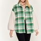 Multi plaid fuzzy sleeve jacket