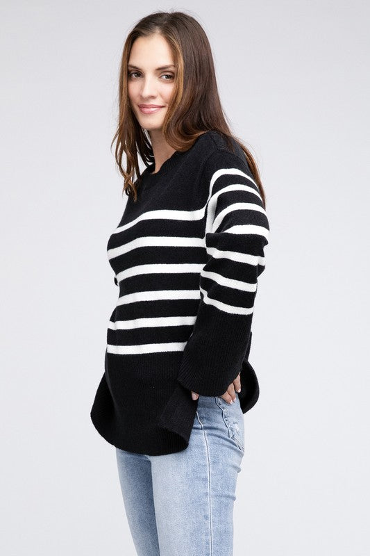 Melanie Ribbed Hem Stripe Sweater