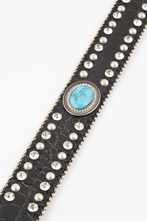 Oval Stone Buckle Fashion Belt