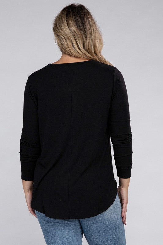 Celine Plus Long Sleeve Basic Top