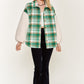 Multi plaid fuzzy sleeve jacket