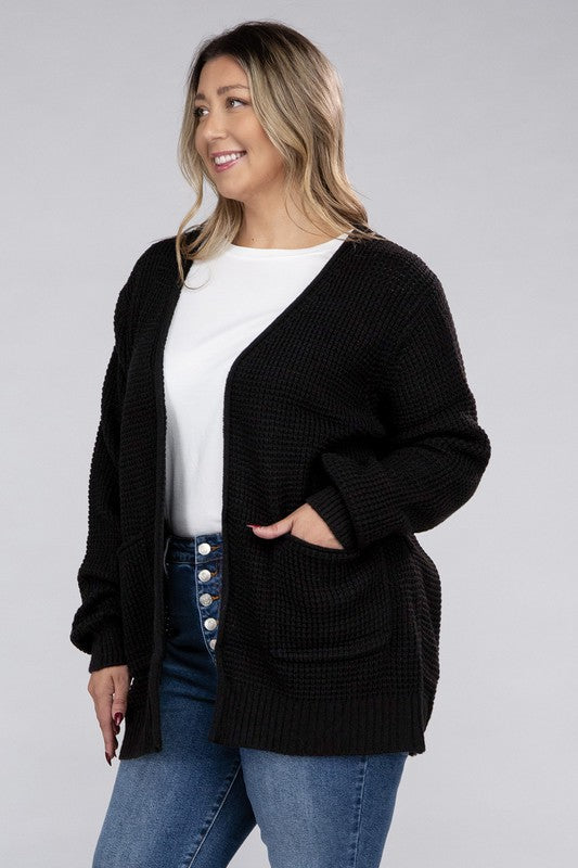 Amelia Plus Waffle Cardigan