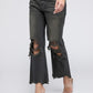 Distressed Vintage Washed Wide Leg Pants