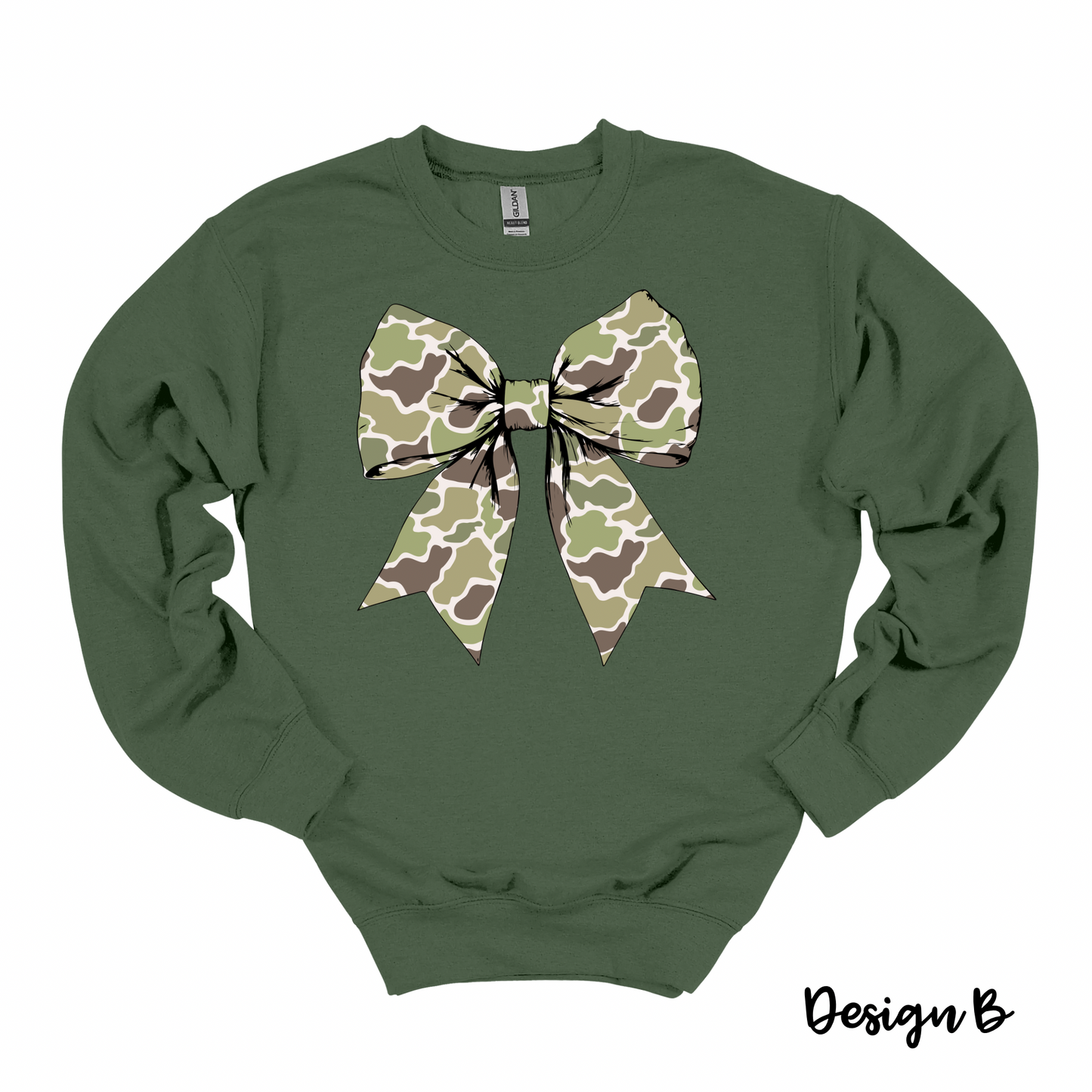 Camo Coquette Bow Crewneck