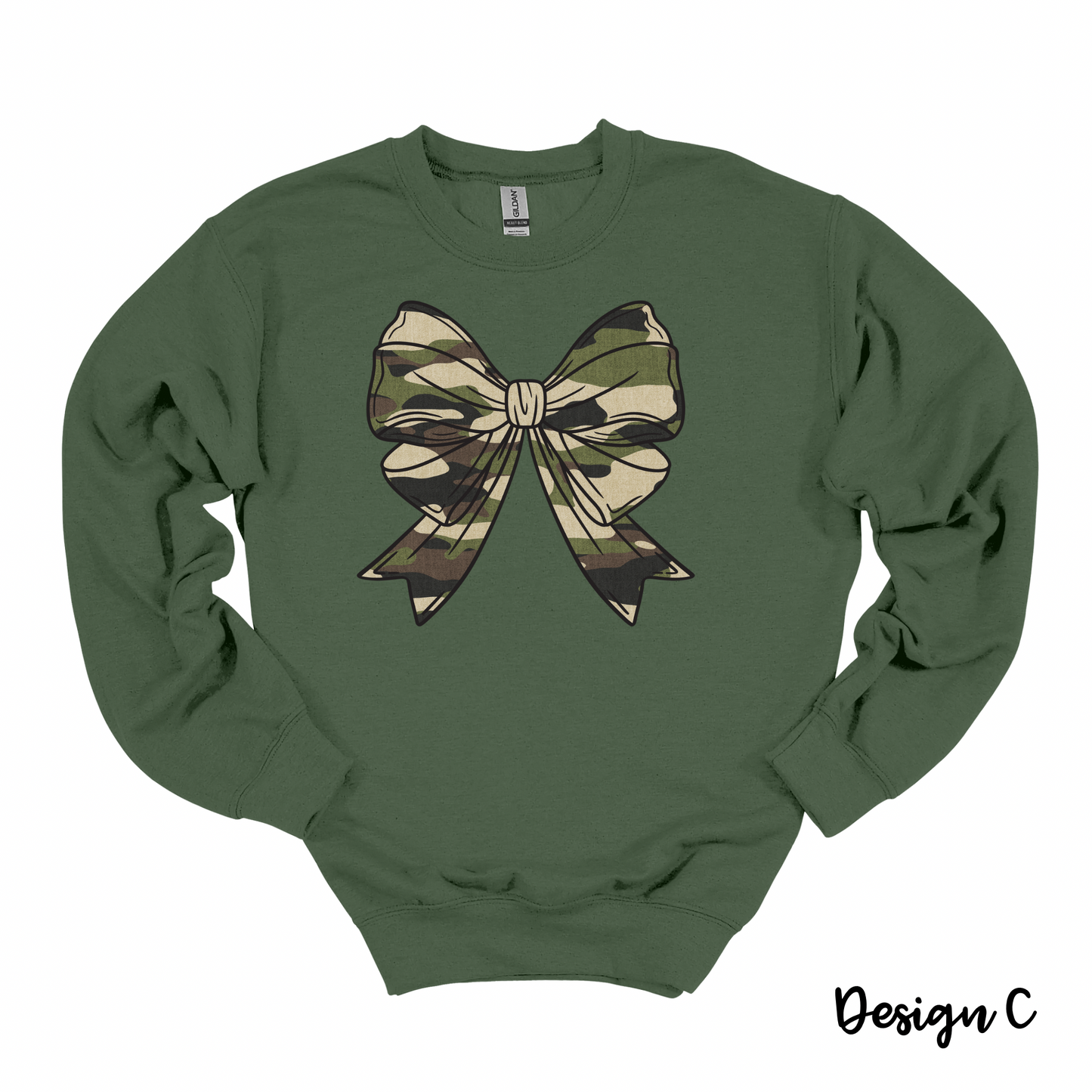 Camo Coquette Bow Crewneck