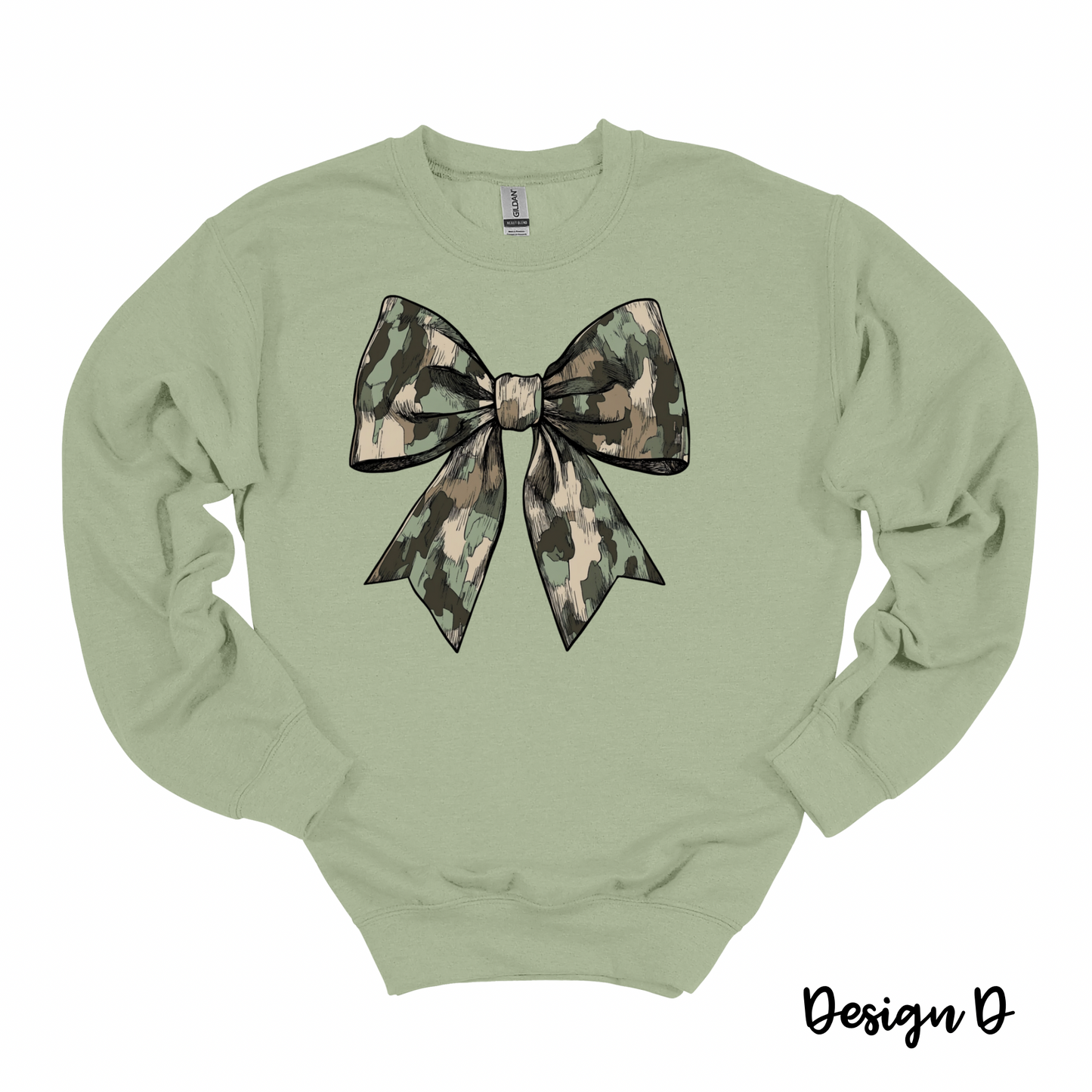 Camo Coquette Bow Crewneck