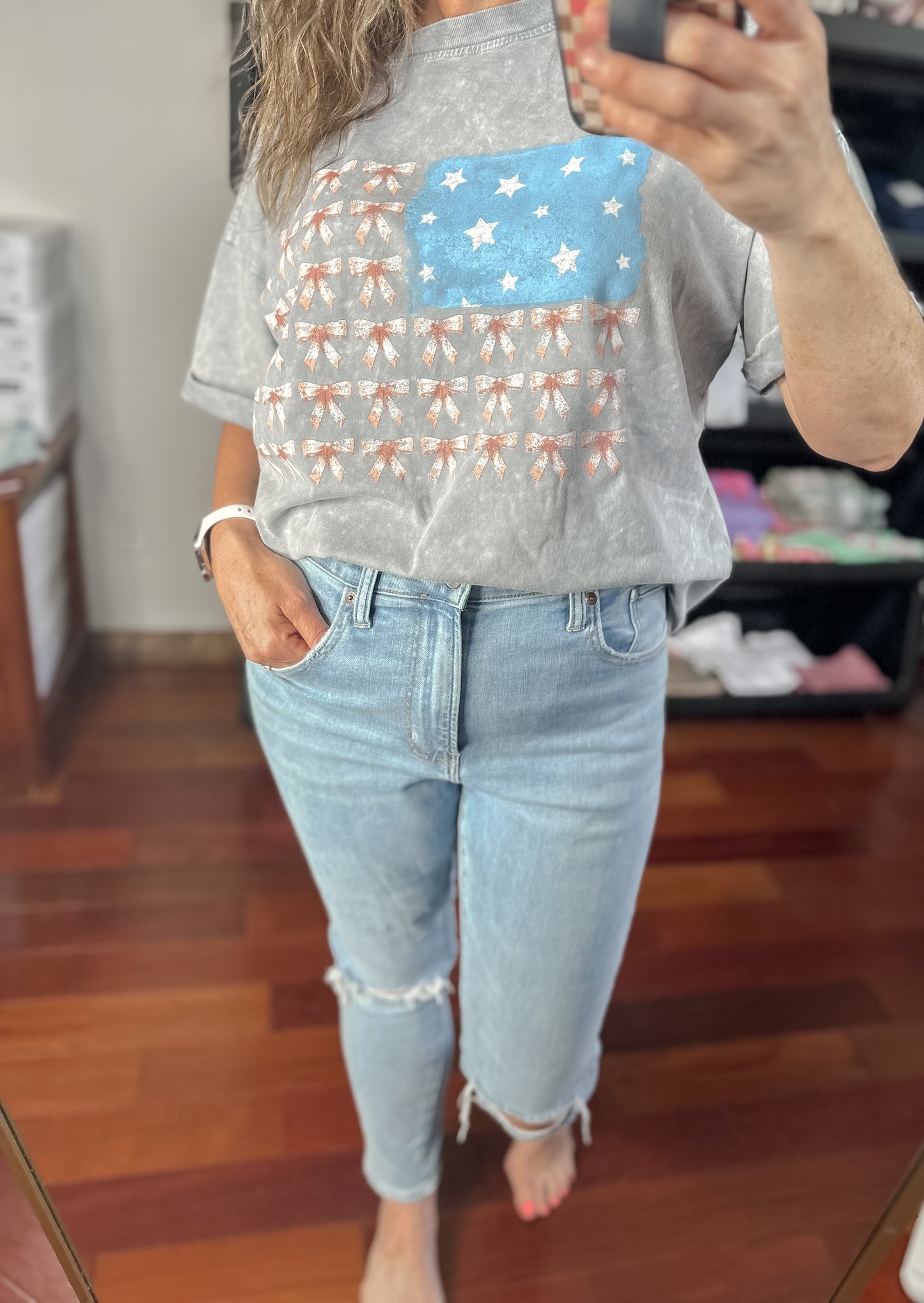 Coquette Bow American Flag Tee