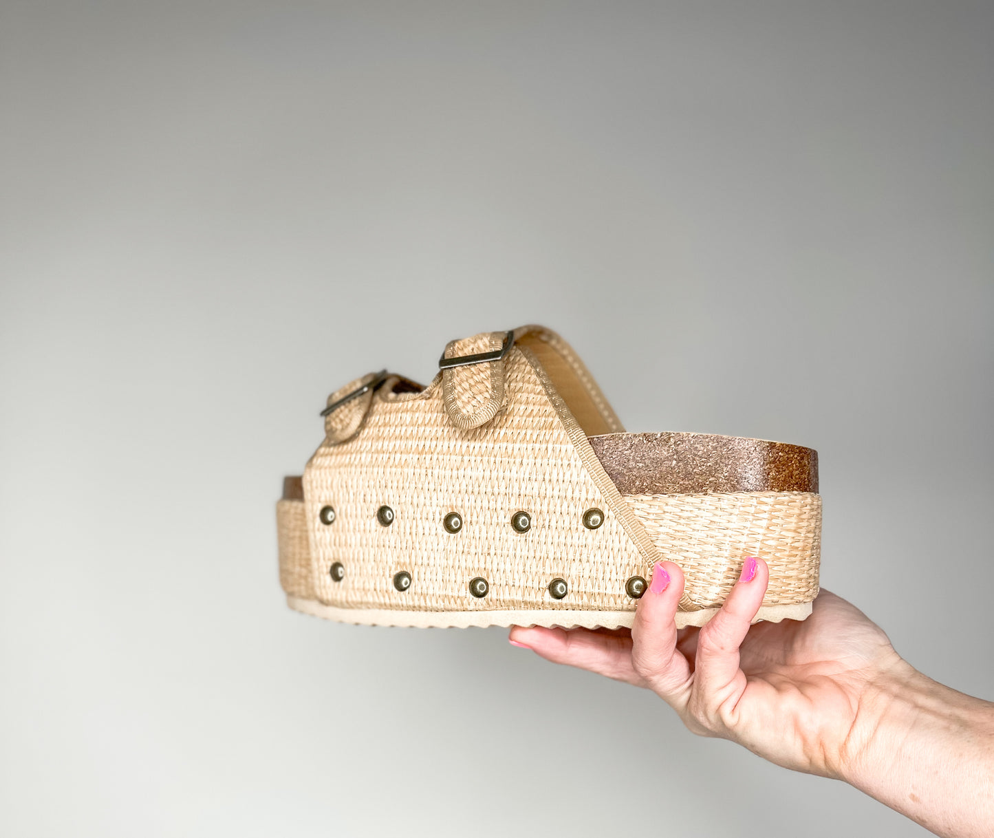 Ally Raffia Platform Buckle