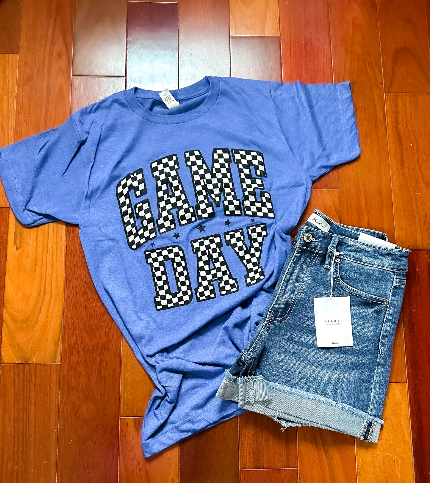 Royal Blue Checkered Game Day Tee