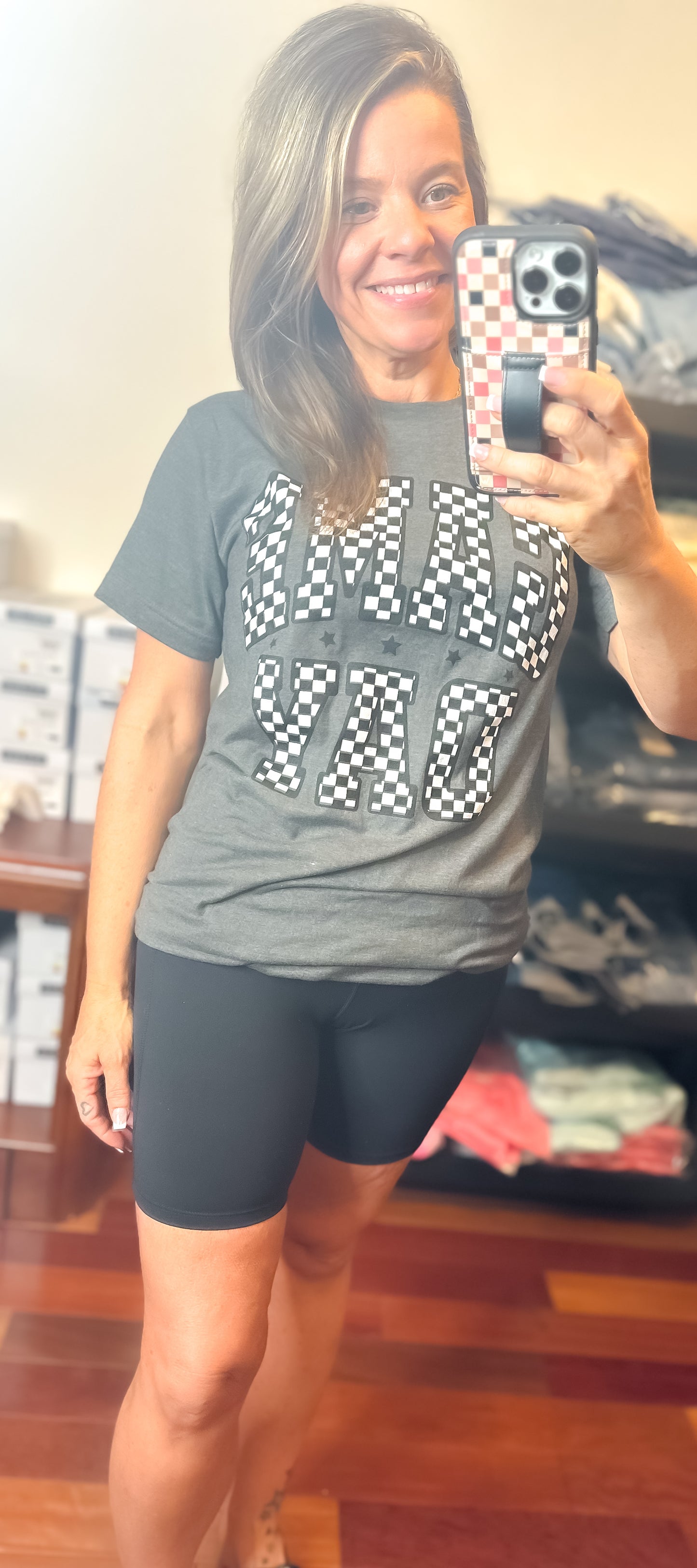 Charcoal Checkered Game Day Tee