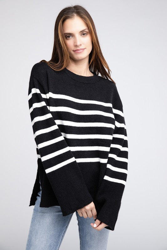 Melanie Ribbed Hem Stripe Sweater