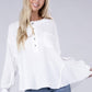 Double Gauze Oversized 3/4 Button Henley Neck Top